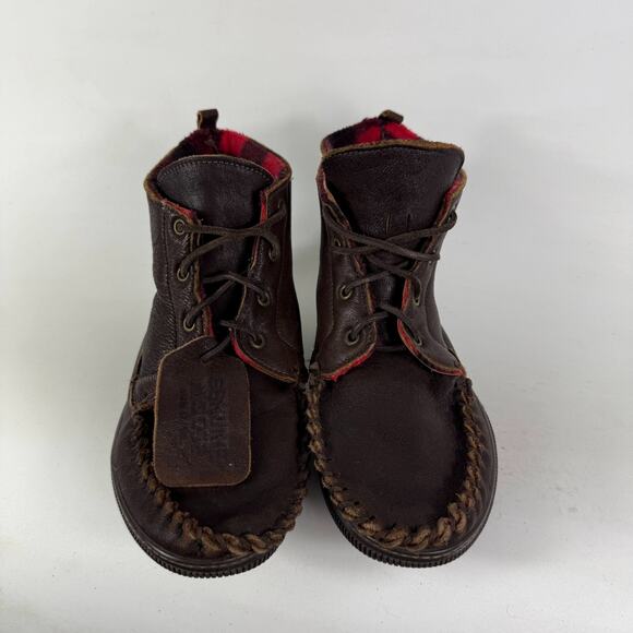 Bick Moose Ankle Boots Women's 9 Brown Leather Lace-Up Mid Top Round Toe - Picture 4 of 11